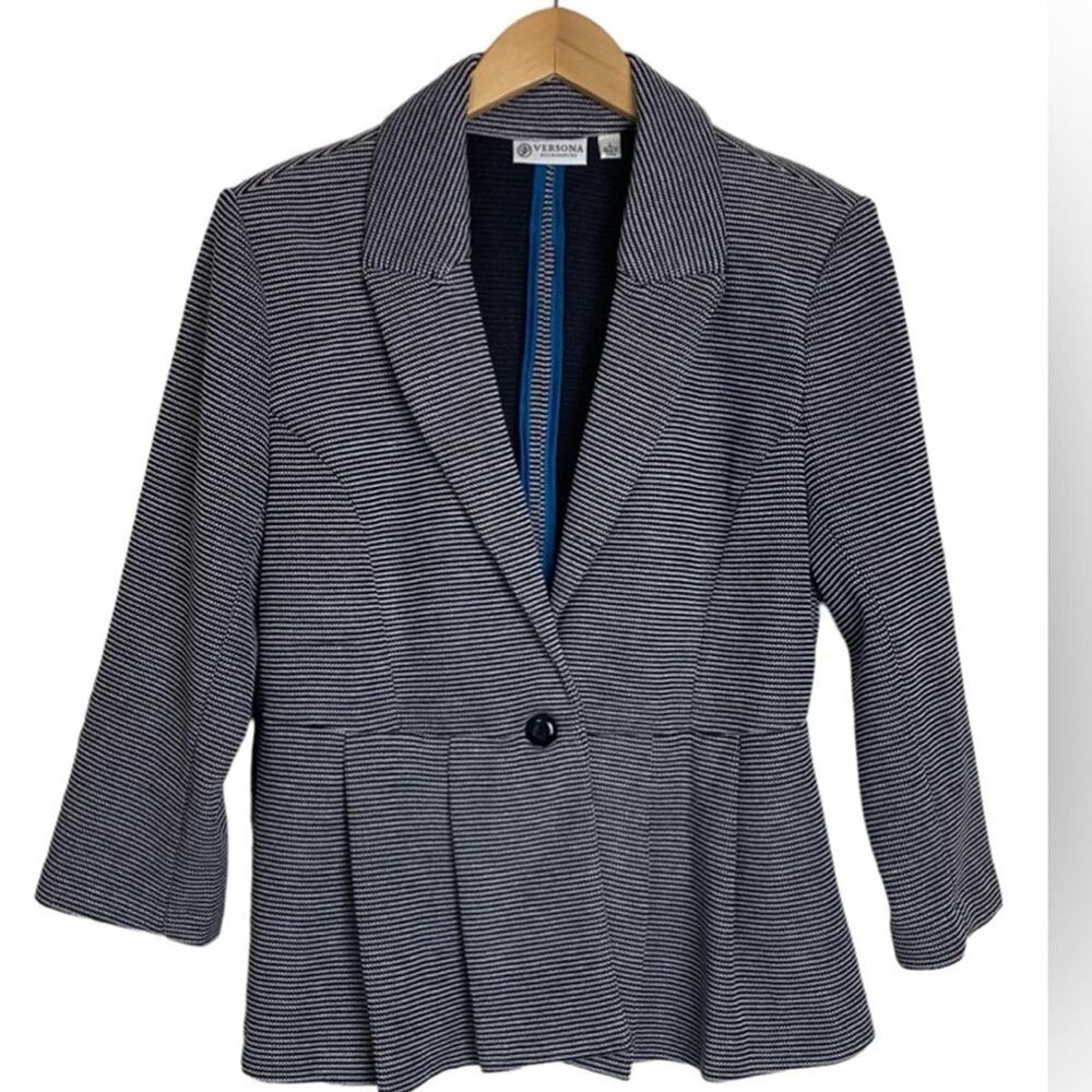 Versona Women's Black and White Peplum Jacket, Size Large